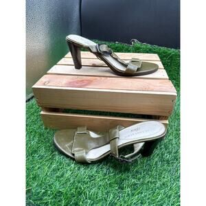 Anne Klein- Heeled Sandals- Olive Green-Size 6.5W